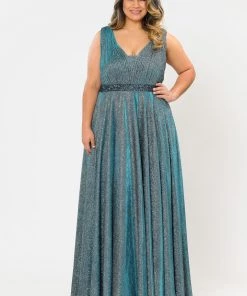 Poly USA Plus Size Plus Size Long Iridescent Glitter Dress By Poly USA W1082 27 Poly USA Plus Size Plus Size Long Iridescent Glitter Dress By Poly USA W1082