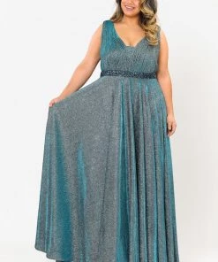 Poly USA Plus Size Plus Size Long Iridescent Glitter Dress By Poly USA W1082 30 Poly USA Plus Size Plus Size Long Iridescent Glitter Dress By Poly USA W1082