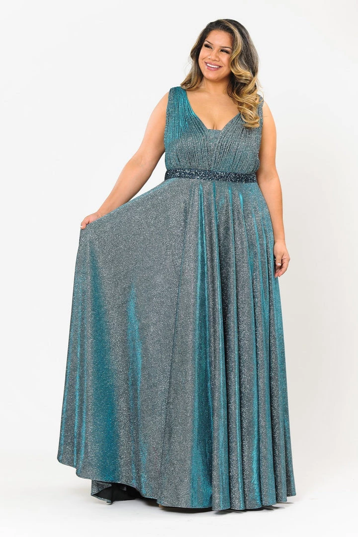 Poly USA Plus Size Plus Size Long Iridescent Glitter Dress By Poly USA W1082 14 Poly USA Plus Size Plus Size Long Iridescent Glitter Dress By Poly USA W1082