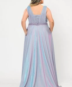 Poly USA Plus Size Plus Size Long Iridescent Glitter Dress By Poly USA W1082 20 Poly USA Plus Size Plus Size Long Iridescent Glitter Dress By Poly USA W1082