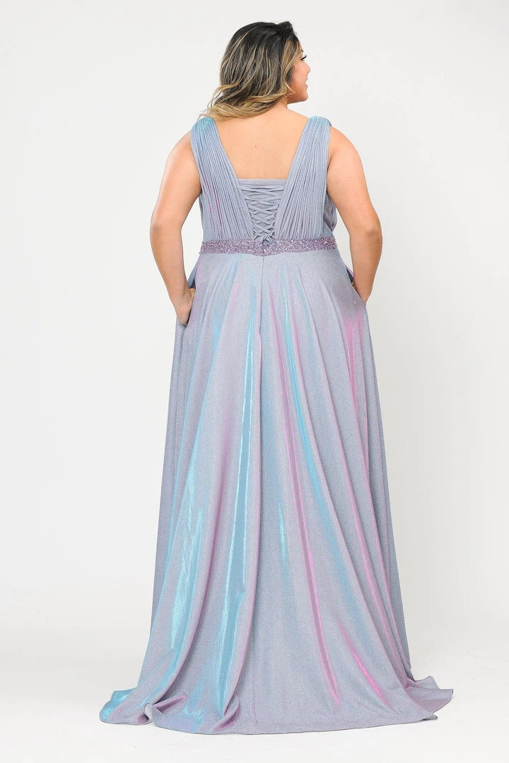 Poly USA Plus Size Plus Size Long Iridescent Glitter Dress By Poly USA W1082 4 Poly USA Plus Size Plus Size Long Iridescent Glitter Dress By Poly USA W1082