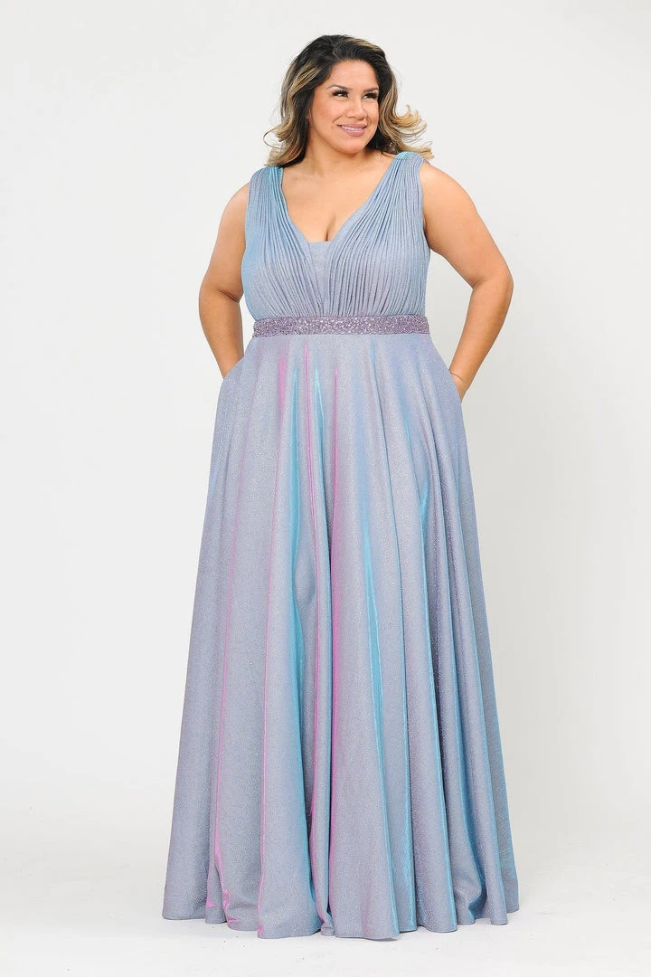 Poly USA Plus Size Plus Size Long Iridescent Glitter Dress By Poly USA W1082 6 Poly USA Plus Size Plus Size Long Iridescent Glitter Dress By Poly USA W1082