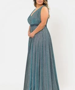 Poly USA Plus Size Plus Size Long Iridescent Glitter Dress By Poly USA W1082 29 Poly USA Plus Size Plus Size Long Iridescent Glitter Dress By Poly USA W1082