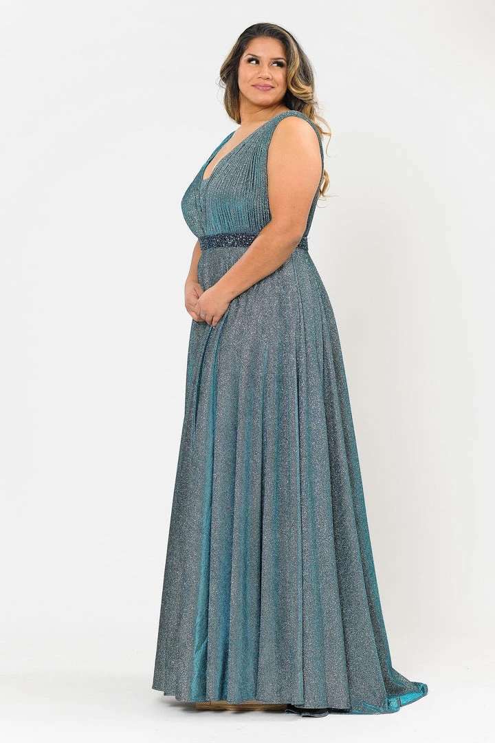 Poly USA Plus Size Plus Size Long Iridescent Glitter Dress By Poly USA W1082 13 Poly USA Plus Size Plus Size Long Iridescent Glitter Dress By Poly USA W1082