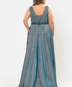 Poly USA Plus Size Plus Size Long Iridescent Glitter Dress By Poly USA W1082 28 Poly USA Plus Size Plus Size Long Iridescent Glitter Dress By Poly USA W1082