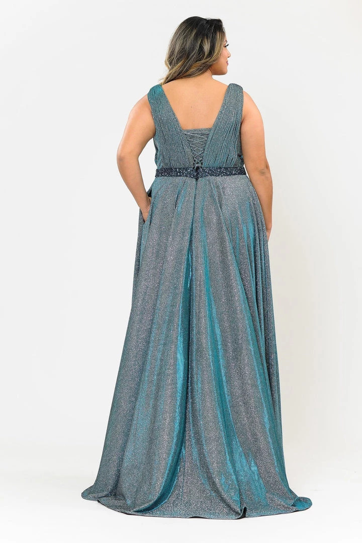 Poly USA Plus Size Plus Size Long Iridescent Glitter Dress By Poly USA W1082 12 Poly USA Plus Size Plus Size Long Iridescent Glitter Dress By Poly USA W1082