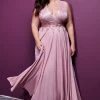 Plus Size Long Lace Bodice Dress By Cinderella Divine S7201 2 Plus Size Long Lace Bodice Dress By Cinderella Divine S7201