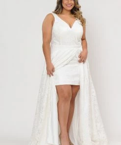 Poly USA Plus Size Plus Size Long Lace Dress With Corset Back By Poly USA W1020