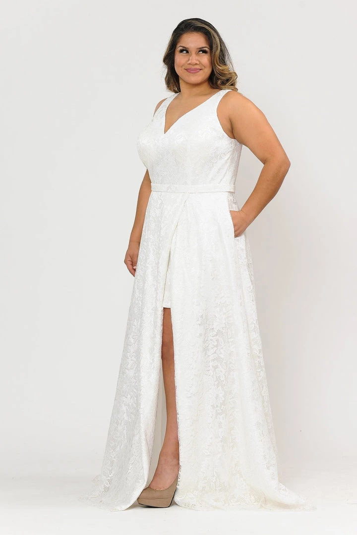 Poly USA Plus Size Plus Size Long Lace Dress With Corset Back By Poly USA W1020 5 Poly USA Plus Size Plus Size Long Lace Dress With Corset Back By Poly USA W1020