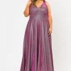 Poly USA Plus Size Plus Size Long Metallic Glitter V-Neck Dress By Poly USA W1036 1 Poly USA Plus Size Plus Size Long Metallic Glitter V-Neck Dress By Poly USA W1036