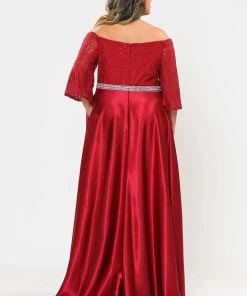 Poly USA Plus Size Plus Size Long Off Shoulder Dress With Sleeves By Poly USA W1008 Prom