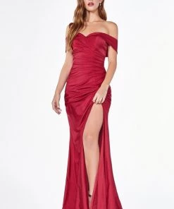 Plus Size Long Off Shoulder Fitted Dress By Cinderella Divine KV1050