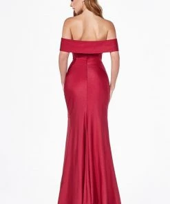 Plus Size Long Off Shoulder Fitted Dress By Cinderella Divine KV1050