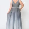 Poly USA Plus Size Prom Plus Size Long Ombre Glitter Dress By Poly USA W1100