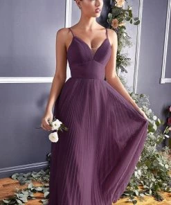 Plus Size Long Pleated Tulle Dress By Cinderella Divine CD184 Prom