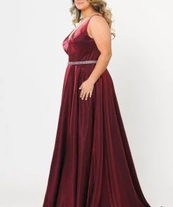 Poly USA Plus Size Prom Plus Size Long Satin Deep V-Neck Dress By Poly USA W1062 21 Poly USA Plus Size Prom Plus Size Long Satin Deep V-Neck Dress By Poly USA W1062