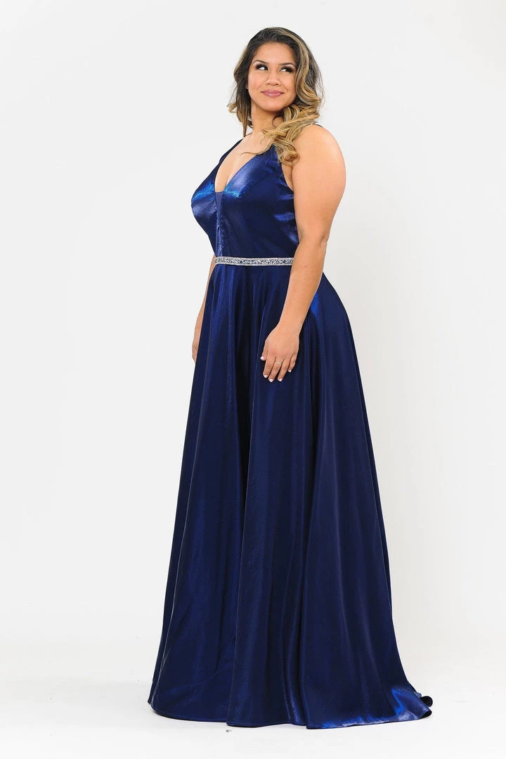 Poly USA Plus Size Prom Plus Size Long Satin Deep V-Neck Dress By Poly USA W1062 13 Poly USA Plus Size Prom Plus Size Long Satin Deep V-Neck Dress By Poly USA W1062