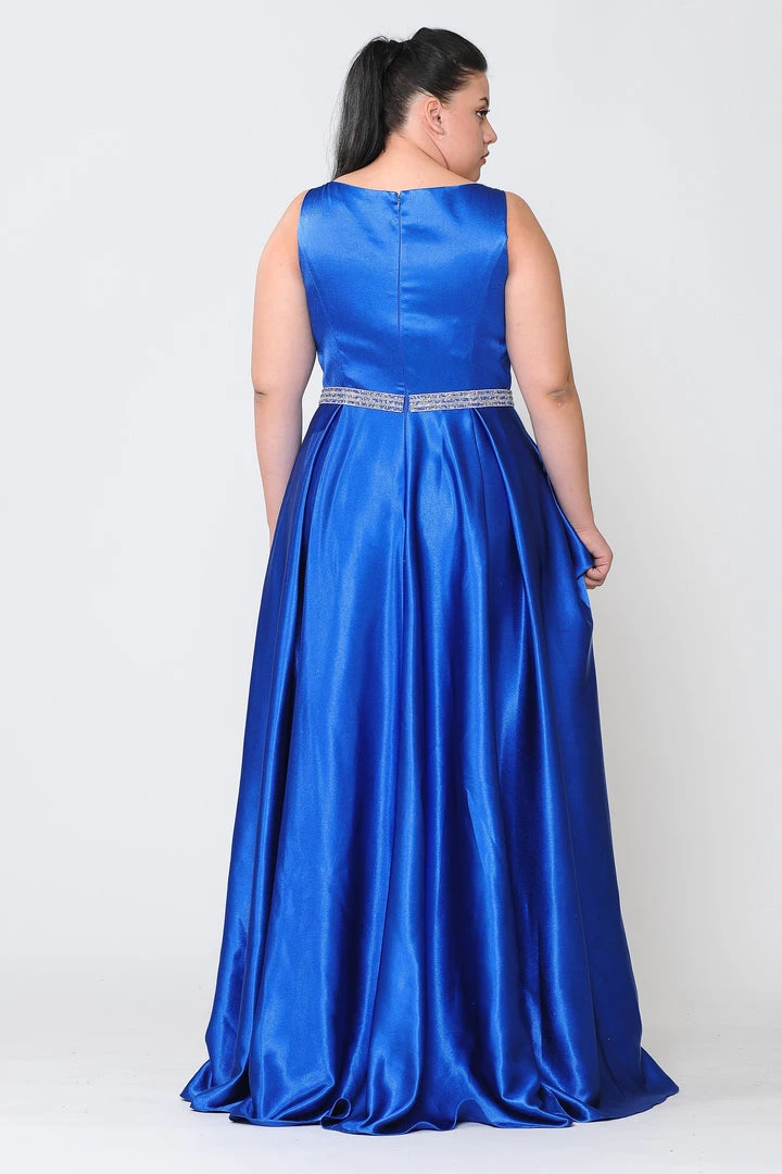Poly USA Plus Size Plus Size Long Satin Dress With Beaded Waist By Poly USA W1010 Prom 13 Poly USA Plus Size Plus Size Long Satin Dress With Beaded Waist By Poly USA W1010 Prom