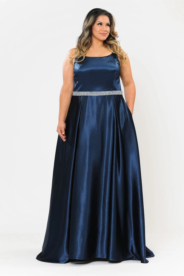 Poly USA Plus Size Plus Size Long Satin Dress With Beaded Waist By Poly USA W1010 Prom 6 Poly USA Plus Size Plus Size Long Satin Dress With Beaded Waist By Poly USA W1010 Prom