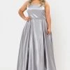 Poly USA Plus Size Plus Size Long Satin Dress With Beaded Waist By Poly USA W1010 Prom