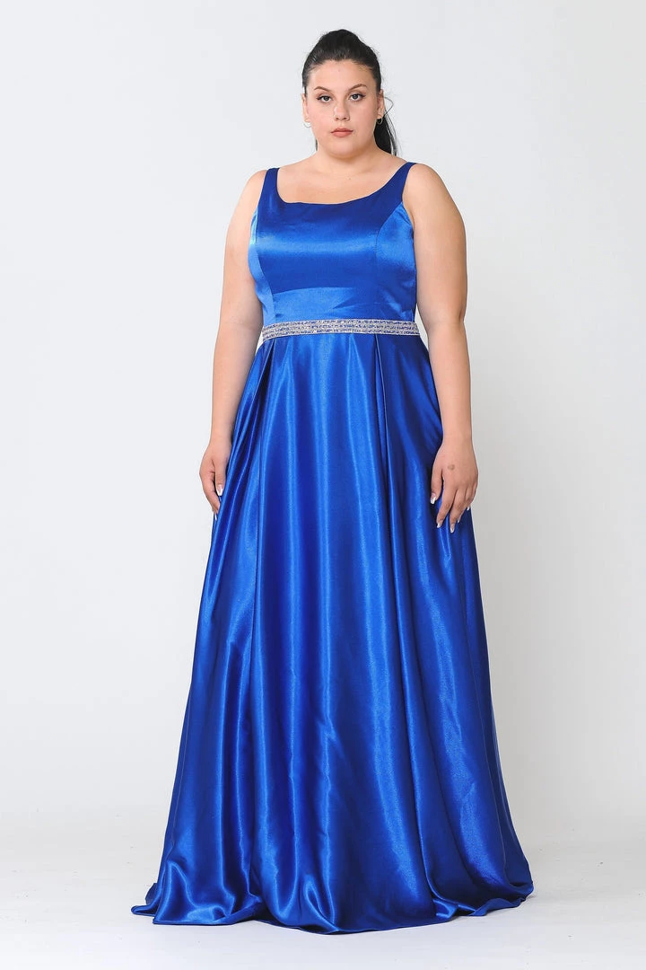 Poly USA Plus Size Plus Size Long Satin Dress With Beaded Waist By Poly USA W1010 Prom 15 Poly USA Plus Size Plus Size Long Satin Dress With Beaded Waist By Poly USA W1010 Prom