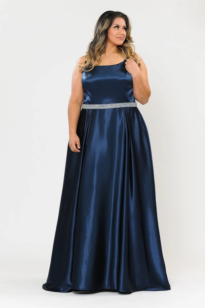 Poly USA Plus Size Plus Size Long Satin Dress With Beaded Waist By Poly USA W1010 Prom 8 Poly USA Plus Size Plus Size Long Satin Dress With Beaded Waist By Poly USA W1010 Prom