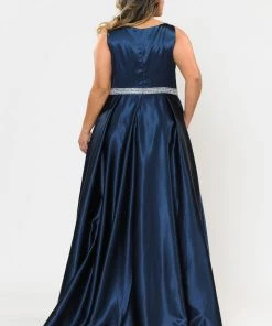 Poly USA Plus Size Plus Size Long Satin Dress With Beaded Waist By Poly USA W1010 Prom 20 Poly USA Plus Size Plus Size Long Satin Dress With Beaded Waist By Poly USA W1010 Prom