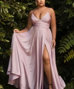 Prom Plus Size Long Satin Sweetheart Dress By Cinderella Divine 7485C