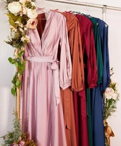 Plus Size Long Sleeve Satin Gown By Cinderella Divine 7475C