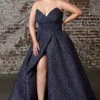 Plus Size Long Strapless Glitter Dress By Cinderella Divine CB045C