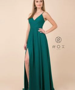 Prom Plus Size Long V-Neck Dress With Slit By Nox Anabel R275P