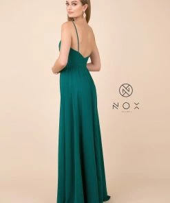 Prom Plus Size Long V-Neck Dress With Slit By Nox Anabel R275P
