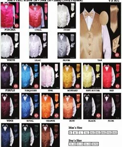 Daniel Ellissa Plus Size Men's Satin Vest With Tie, Bow Tie, And Pocket Square