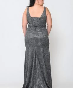 Poly USA Plus Size Plus Size Metallic Glitter Mermaid Dress By Poly USA W1086 Prom