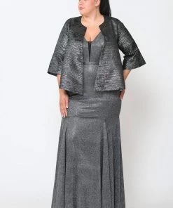 Poly USA Plus Size Plus Size Metallic Single Button Jacket By Poly USA JK1922