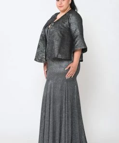 Poly USA Plus Size Plus Size Metallic Single Button Jacket By Poly USA JK1922