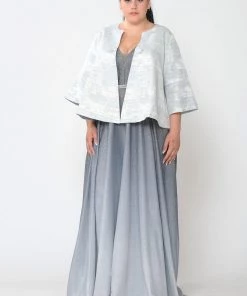 Poly USA Plus Size Plus Size Metallic Single Button Jacket By Poly USA JK1922