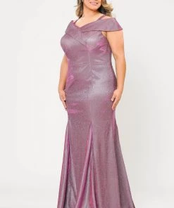 Poly USA Plus Size Plus Size Off Shoulder Glitter Mermaid Dress By Poly USA W1042
