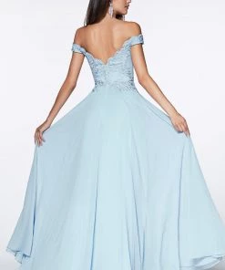 Prom Plus Size Off Shoulder Gown With Lace Bodice By Cinderella Divine 7258