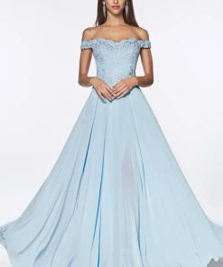 Prom Plus Size Off Shoulder Gown With Lace Bodice By Cinderella Divine 7258