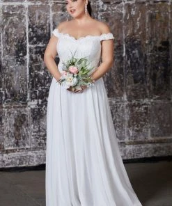 Prom Plus Size Off Shoulder Gown With Lace Bodice By Cinderella Divine 7258