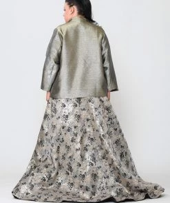 Poly USA Plus Size Plus Size Two Tone Metallic Formal Jacket By Poly USA JK1908 Mother Of The Bride Dresses