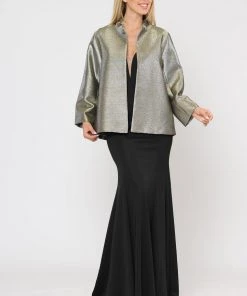 Poly USA Plus Size Plus Size Two Tone Metallic Formal Jacket By Poly USA JK1908 Mother Of The Bride Dresses