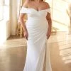 Plus Size White Off Shoulder Gown By Cinderella Divine CD930C