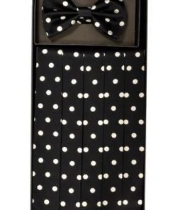 Vesuvio Napoli Polka Dot Silk Satin Cummerbund And Bow Tie Set Men