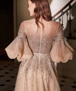 Prom Puff Mid-Sleeve Tulle Gown By Cinderella Divine B703