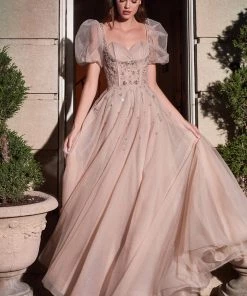 Prom Puff Sleeve Ball Gown By Cinderella Divine B711