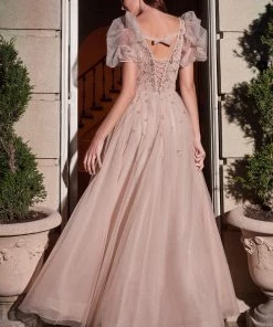 Prom Puff Sleeve Ball Gown By Cinderella Divine B711