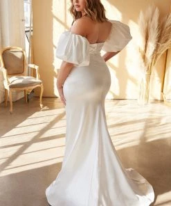 Puff Sleeve Bridal Gown By Cinderella Divine CD984W New