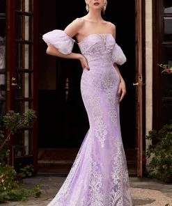 Prom Puff Sleeve Mermaid Gown By Cinderella Divine CD958
